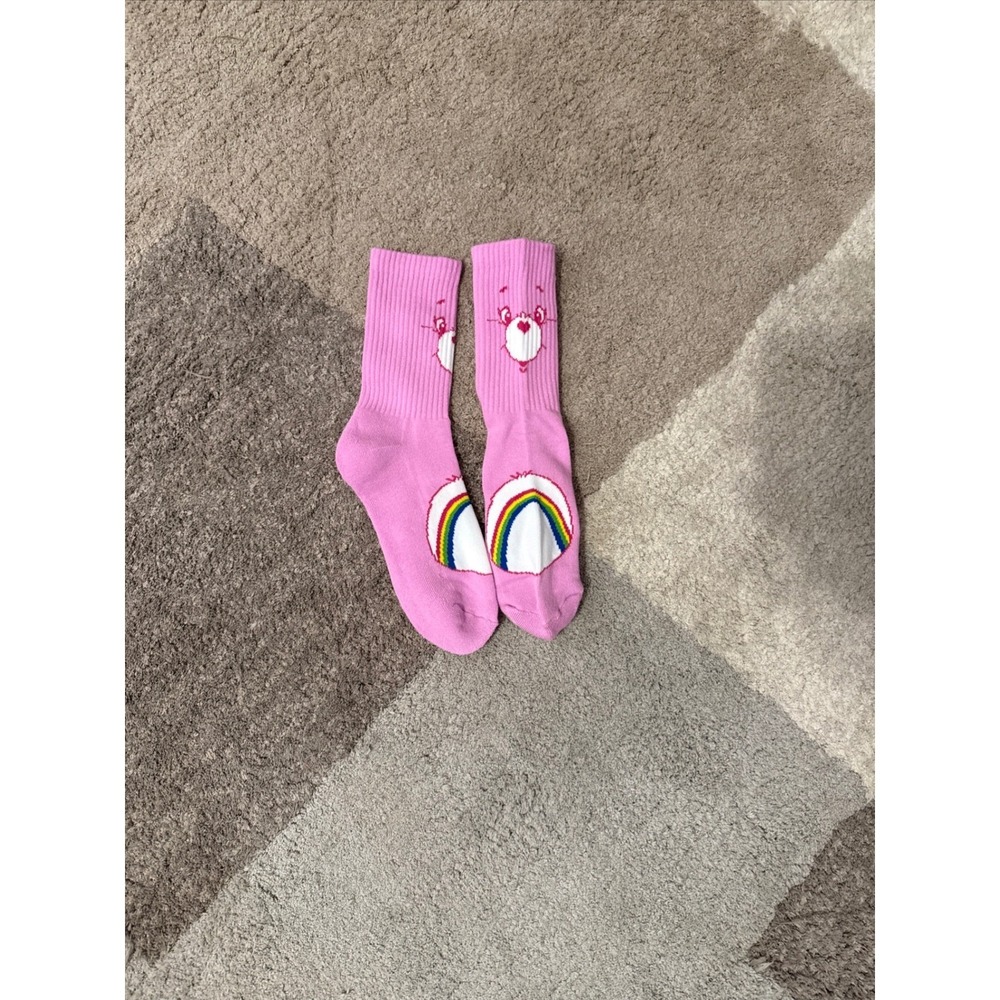 Forever 21 Care Bears Cheer Bear Pink Rainbow Crew Socks One Size NWT